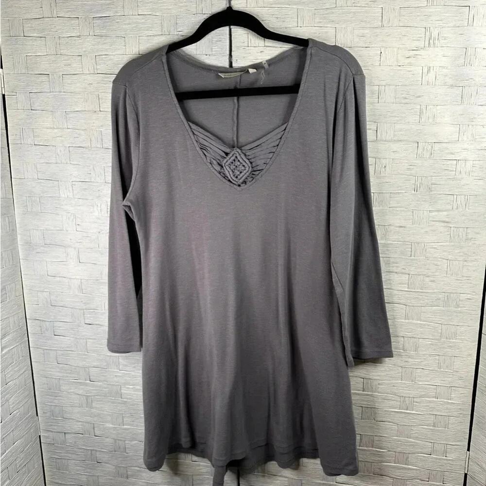 Soft Surroundings Womens Tunic gray long sleeve Lagenlook boho